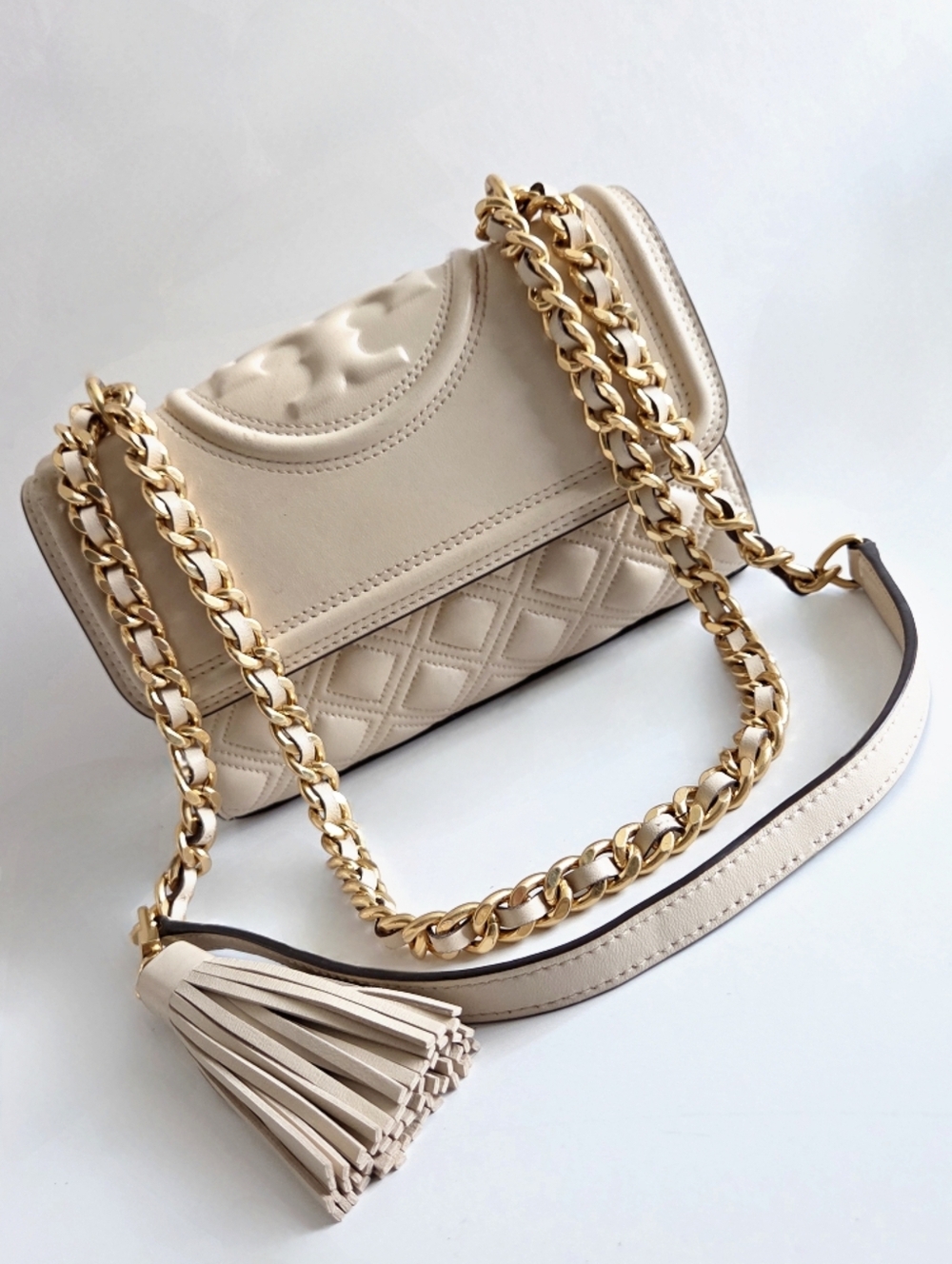 Tory Burch Fleming Convertible Shoulder Bag, Cream & Gold